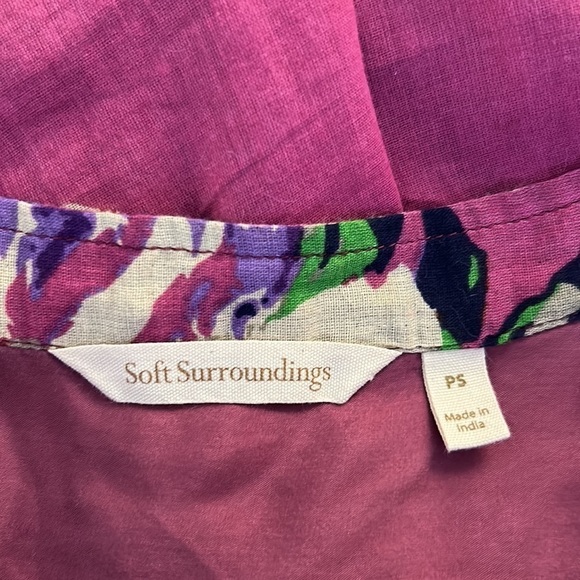 Soft Surroundings Purple & Cream Floral 2 Piece Short Sleeve Top Size Small - Picture 7 of 7